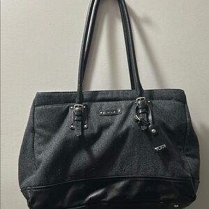 Tumi Black Structured Tote with Leather Handles